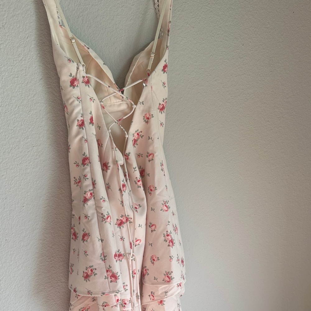 Oh Polly Floral White and Pink Mini Dress - Picture 4 of 4